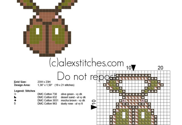 Pokemon X Y Viola Bug Badge free cross stitch pattern