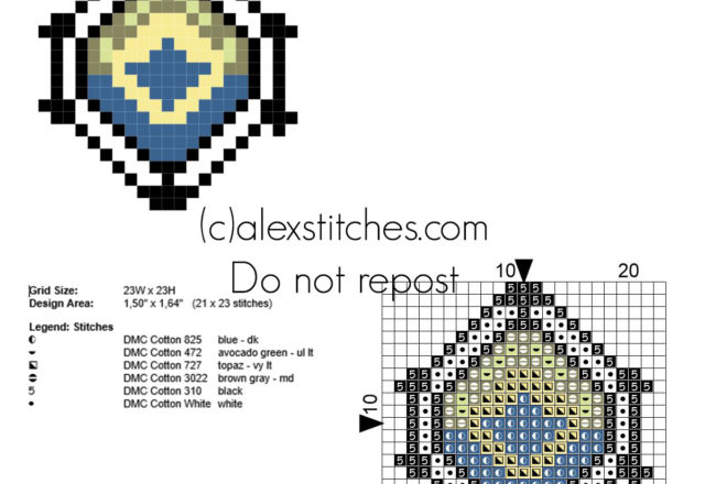 Pokemon X Y Wulfric Iceberg Badge free cross stitch pattern