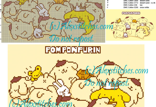 Pomponpurin cross stitch pattern 150x95 10 colors