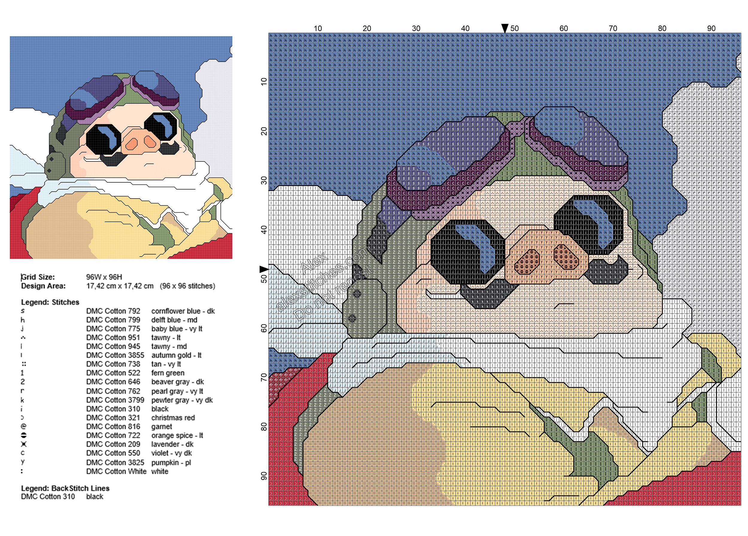 Porco Rosso anime Studio Ghibli Miyazaki free cross stitch pattern 96x96