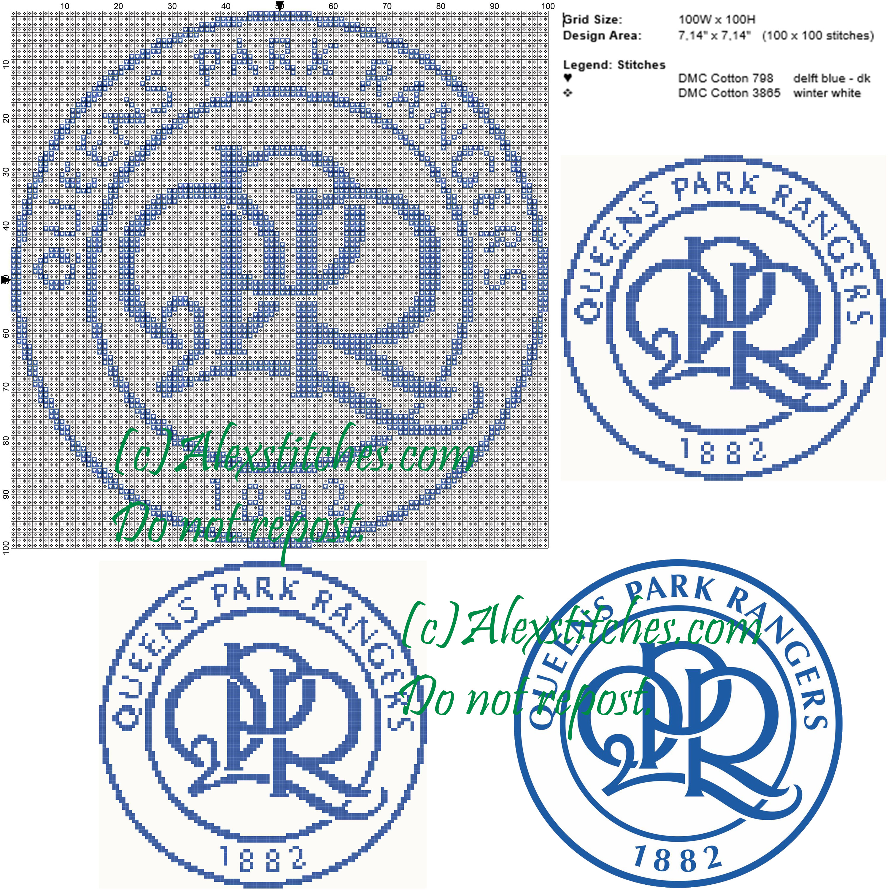 Queen Park Ranger logo association football club 100x100 2 colors