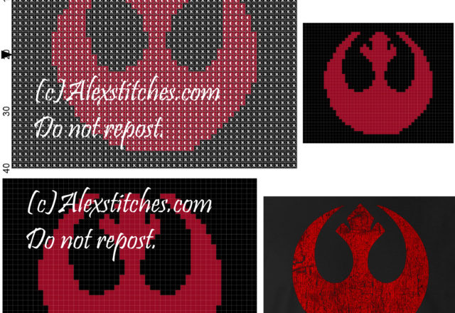 Rebellion symbol (Star Wars) cross stitch pattern 50x40 2 colors