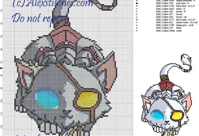 Rengar (League of Legends) cross stitch pattern 100x149 18 colors