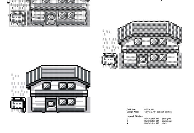 Retro Pokemon videogames home black and white free cross stitch pattern