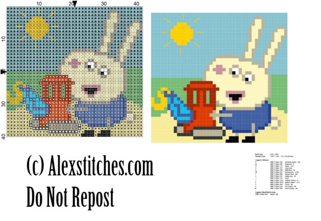 Richard Rabbit Rebecca' s brother peppa pig's friend free cross stitc pattern