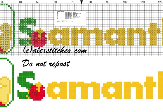 Samantha name with Baby winnie the pooh free cross stitches pattern