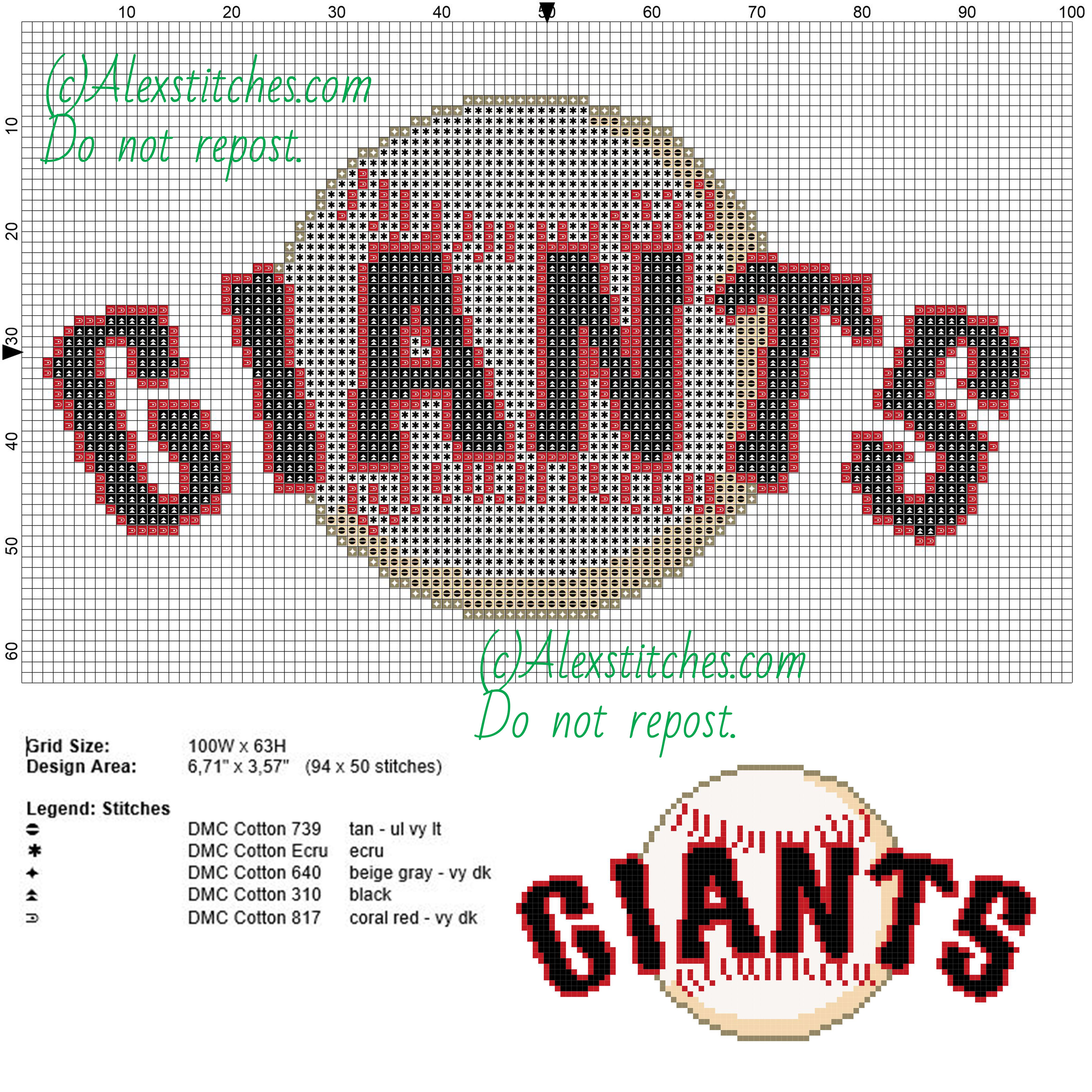 San Francisco Giants free logo Major League Baseball MLB cross stitch pattern 100x63 5 colors