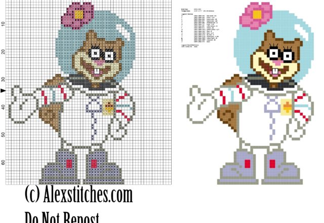 Sandy Cheeks squirrel spongebob free cross stitch pattern