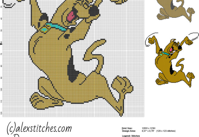 Scooby Doo character from cartoon Scooby Doo free cross stitch pattern