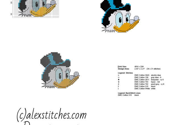 Scrooge McDuck cross stitch pattern baby bib idea in forty stitches