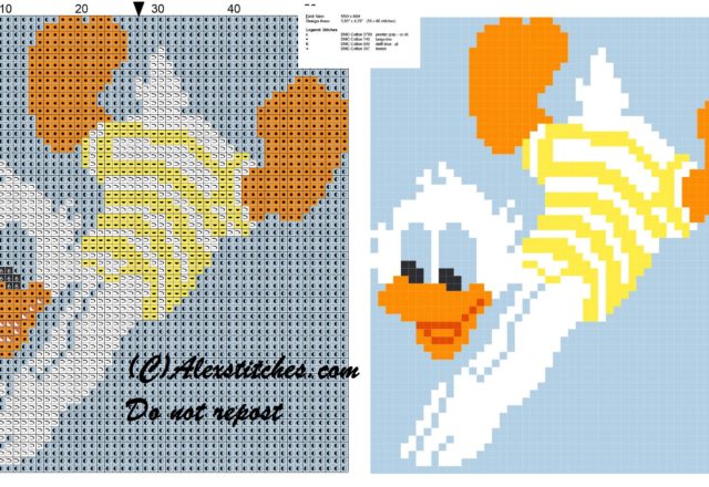 Scrooge McDuck diving cross stitch pattern