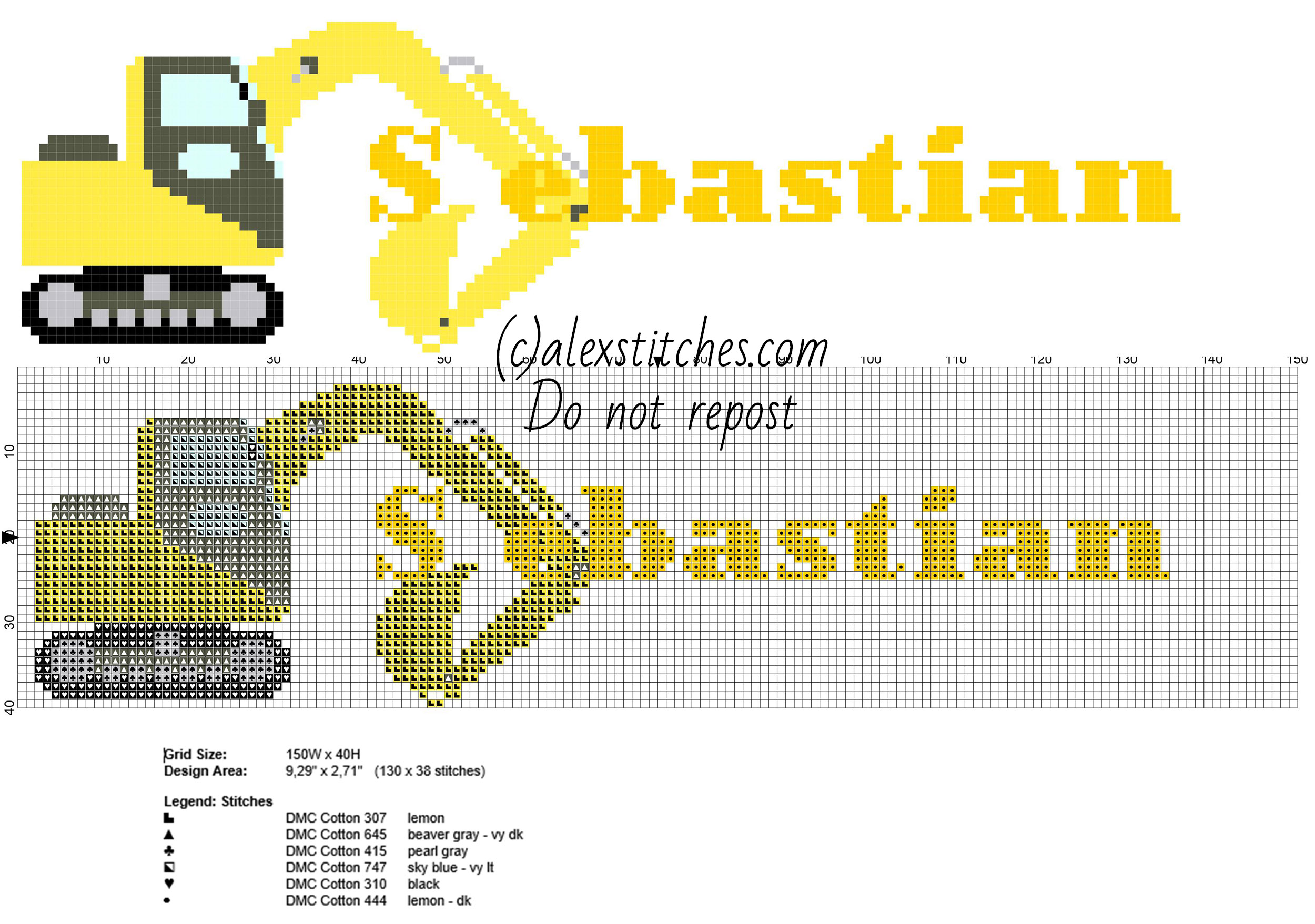Sebastian cross stitch baby male names with the excavator