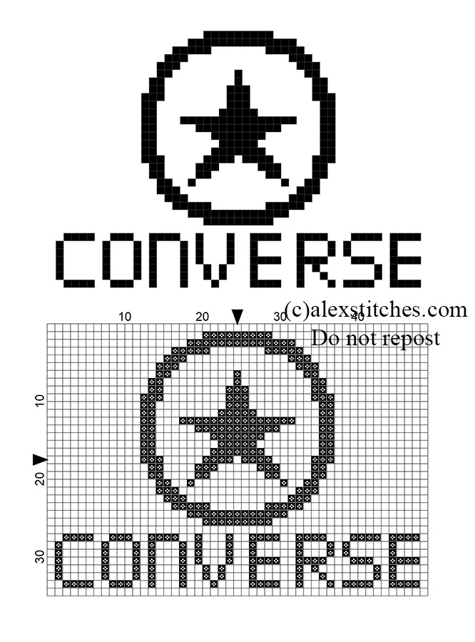 Small Converse logo free cross stitch pattern
