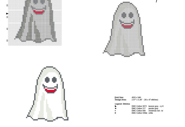 Small Halloween ghost free cross stitch pattern in festivity category