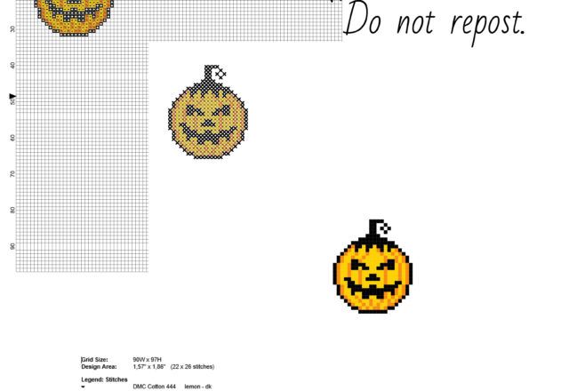 Small Halloween pumpkin bad face free cross stitch pattern