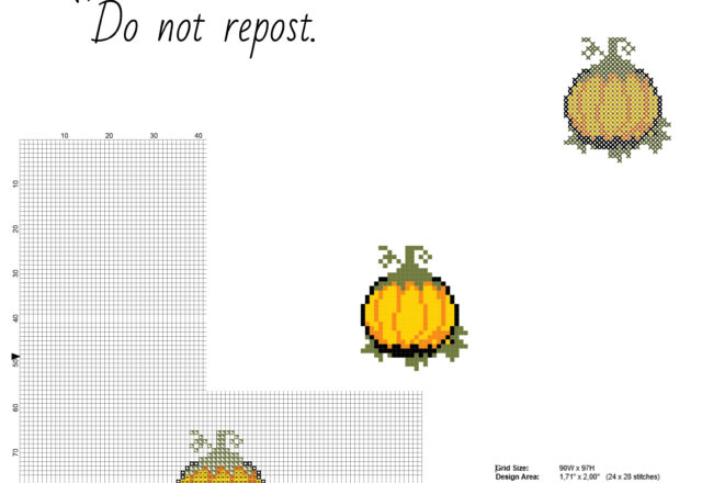 Small and simple Halloween pumpkin free cross stitch pattern