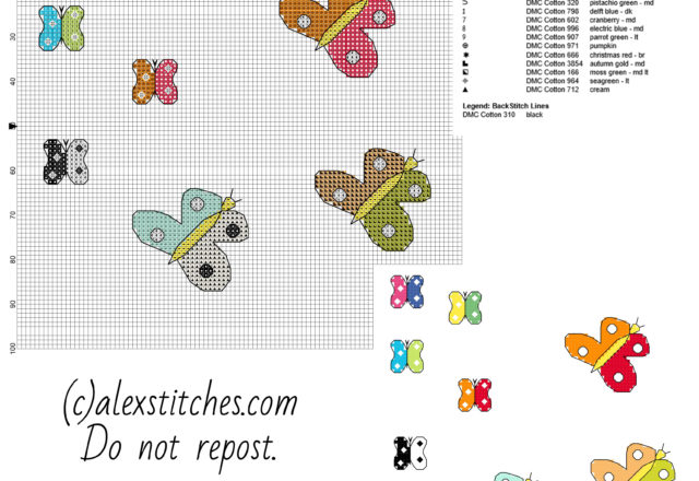 Some small butterflies free cross stitch patterns in category animals