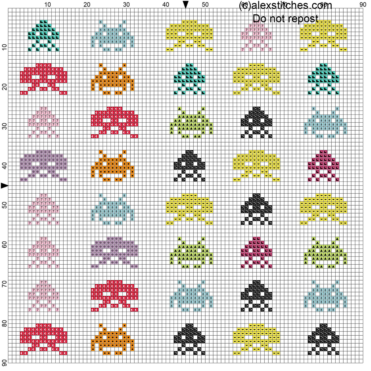 Space Invaders videogames 80’ s free cross stitch pattern download