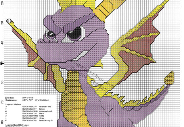 Spyro The Dragon free PlayStation 1 videogames cross stitch pattern