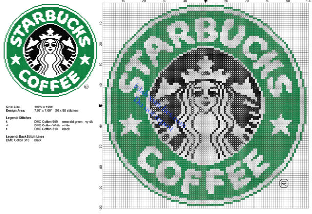 Starbucks Coffee logo free cross stitch pattern