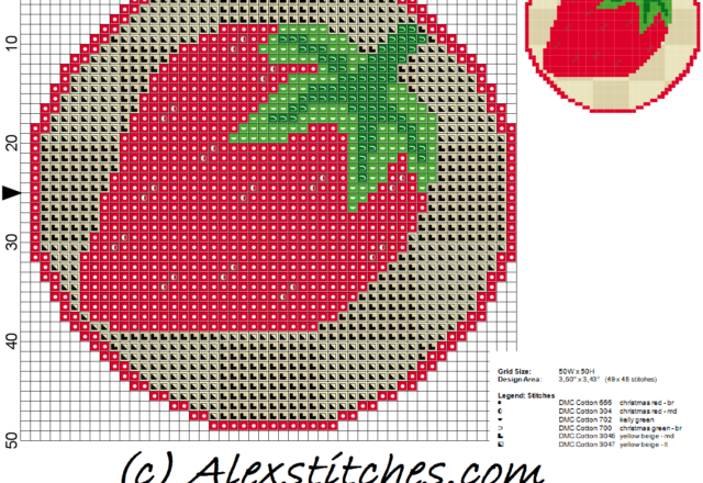 Strawberry Jar Cover free cross stitch pattern