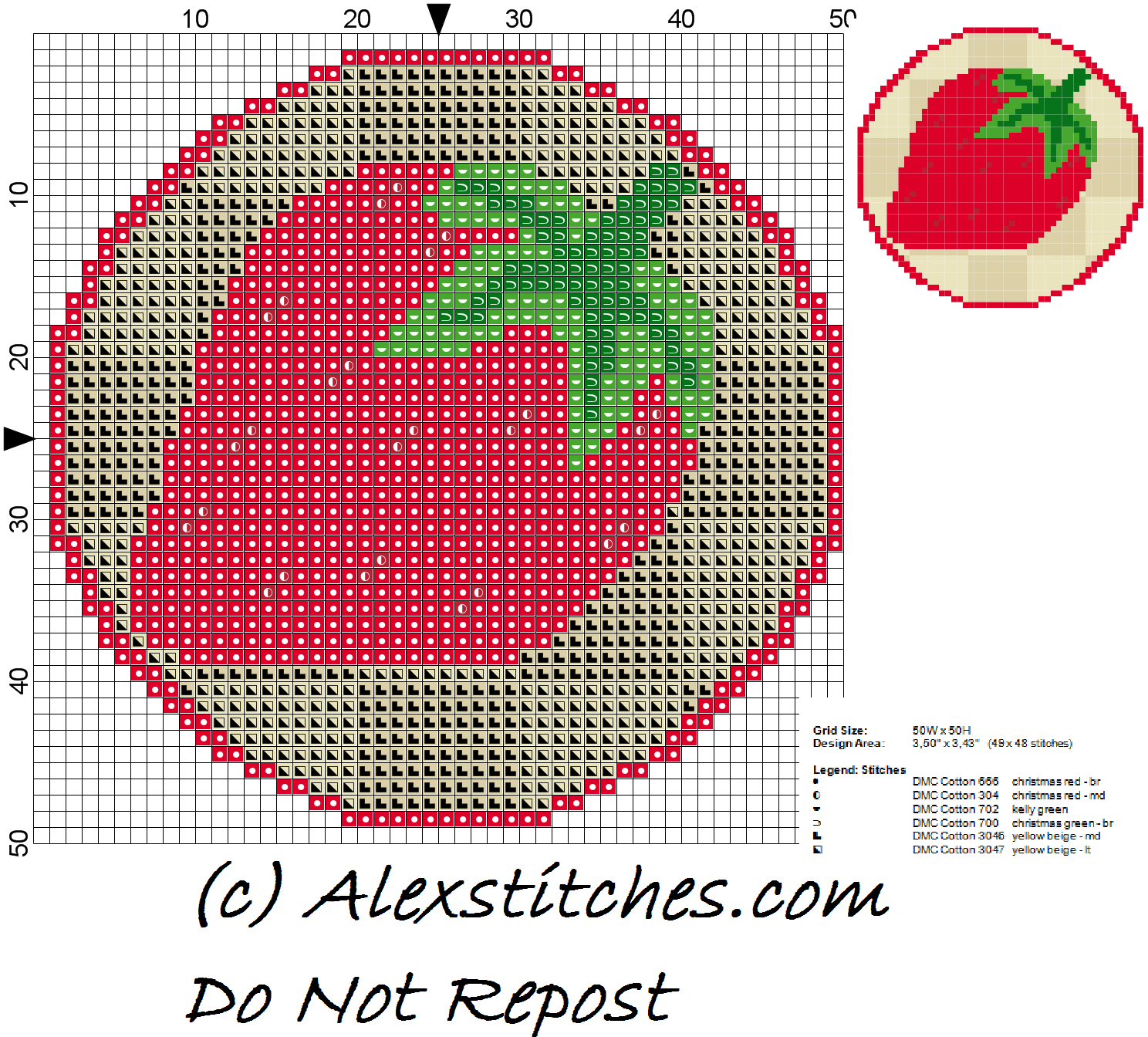 Strawberry Jar Cover free cross stitch pattern