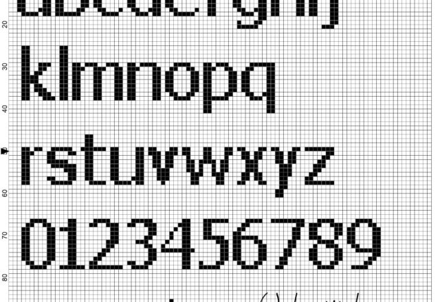 Tahoma font lowercase and numbers cross stitch alphabet
