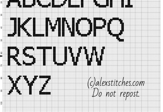 Tahoma font uppercase letters free cross stitch alphabet