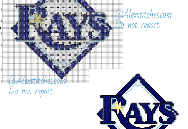 Tampa Bay Rays free logo Major League Baseball MLB cross stitch pattern 100x91 5 colors