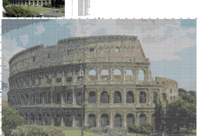 The Colosseum amphitheatre in Rome free cross stitch pattern