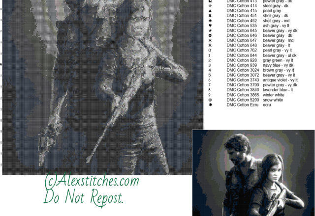 The Last Of Us free cross stitch pattern 180x199 27 colors