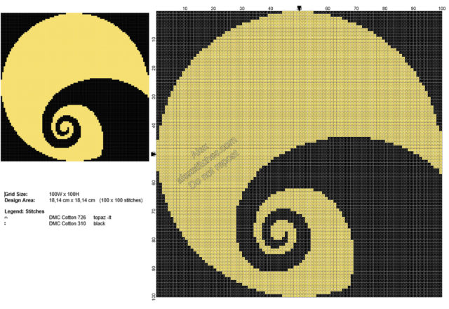 The Nightmare Before Christmas Spiral Hill free cross stitch pattern 100x100