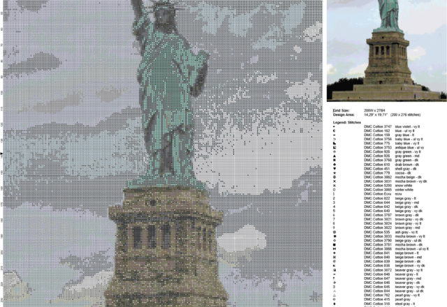 The Statue of Liberty free cross stitch pattern download