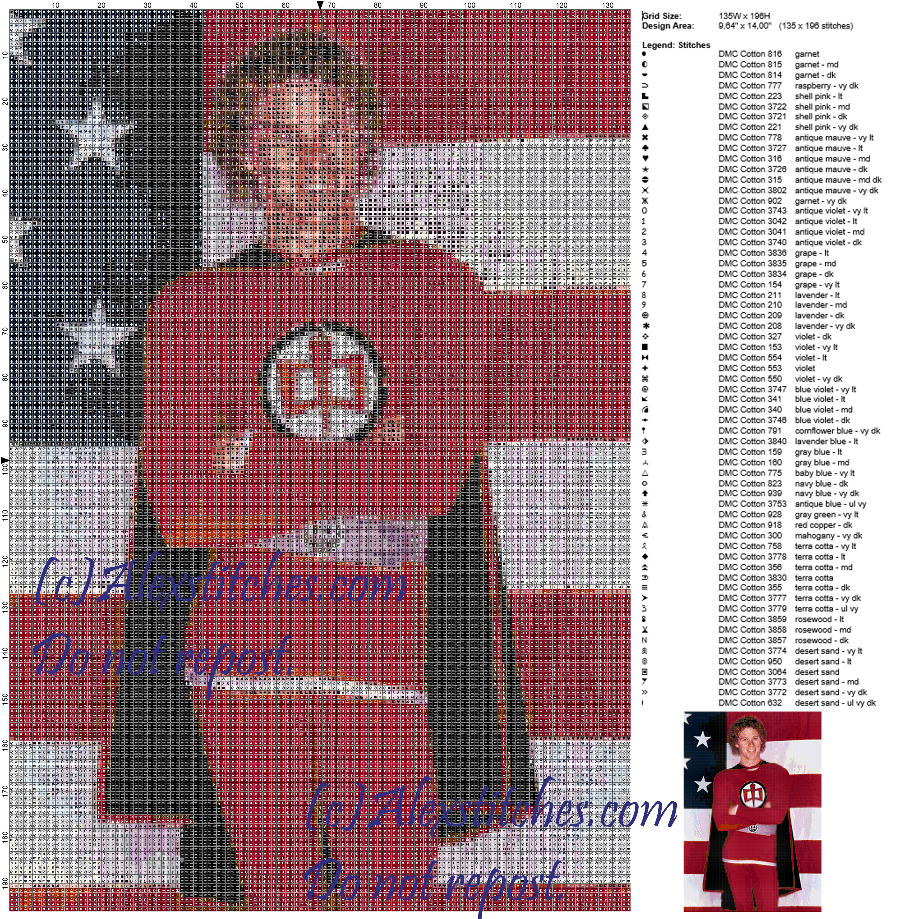 The greatest american hero cross stitch pattern 135x196 100 colors