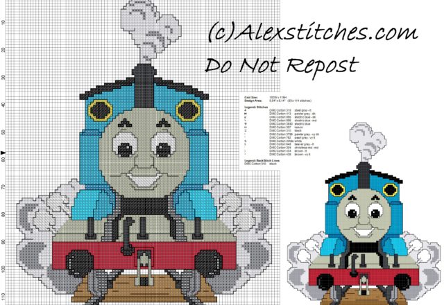 Thomas and friends cross stitch pattern