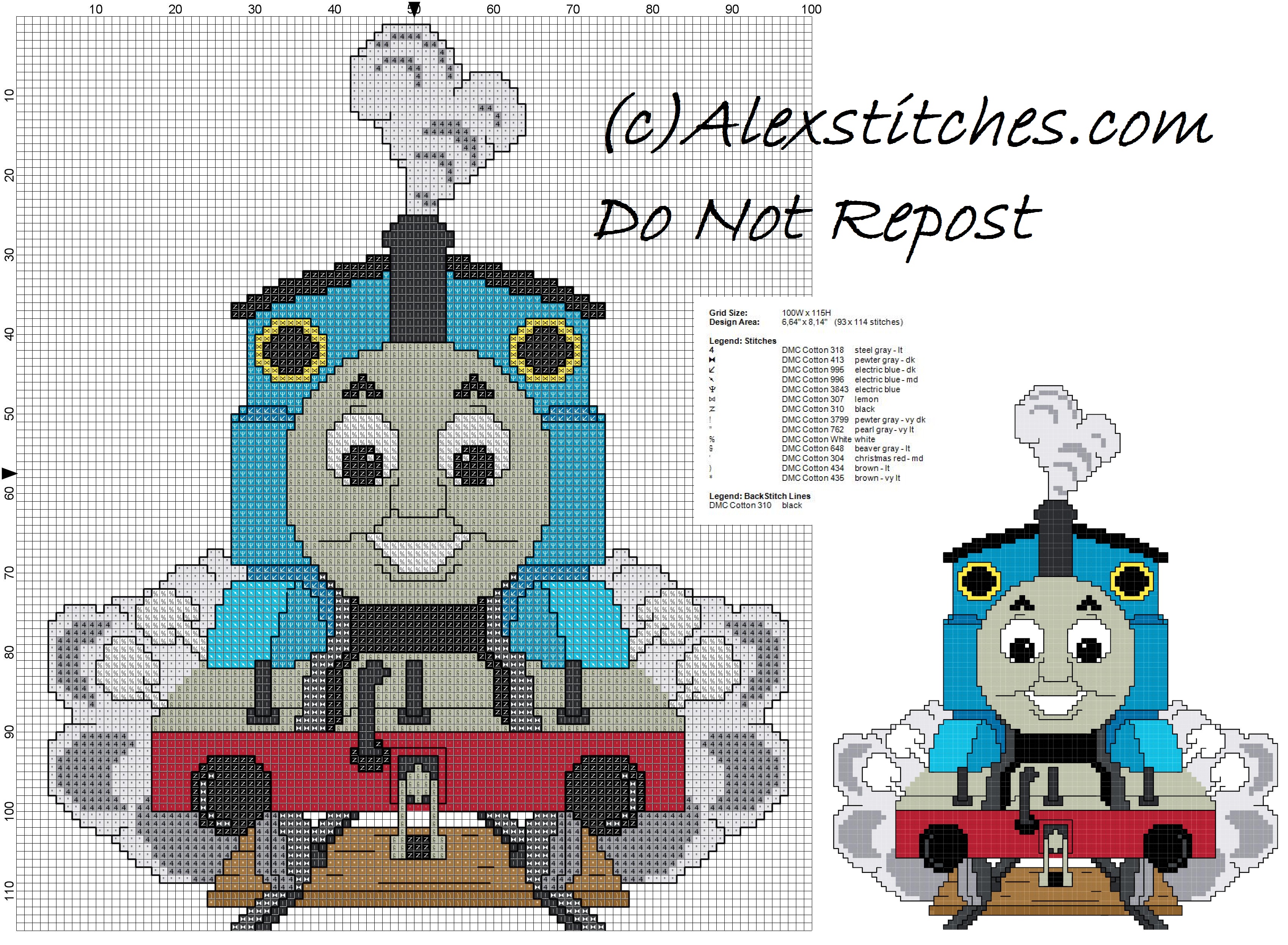 Thomas and friends cross stitch pattern