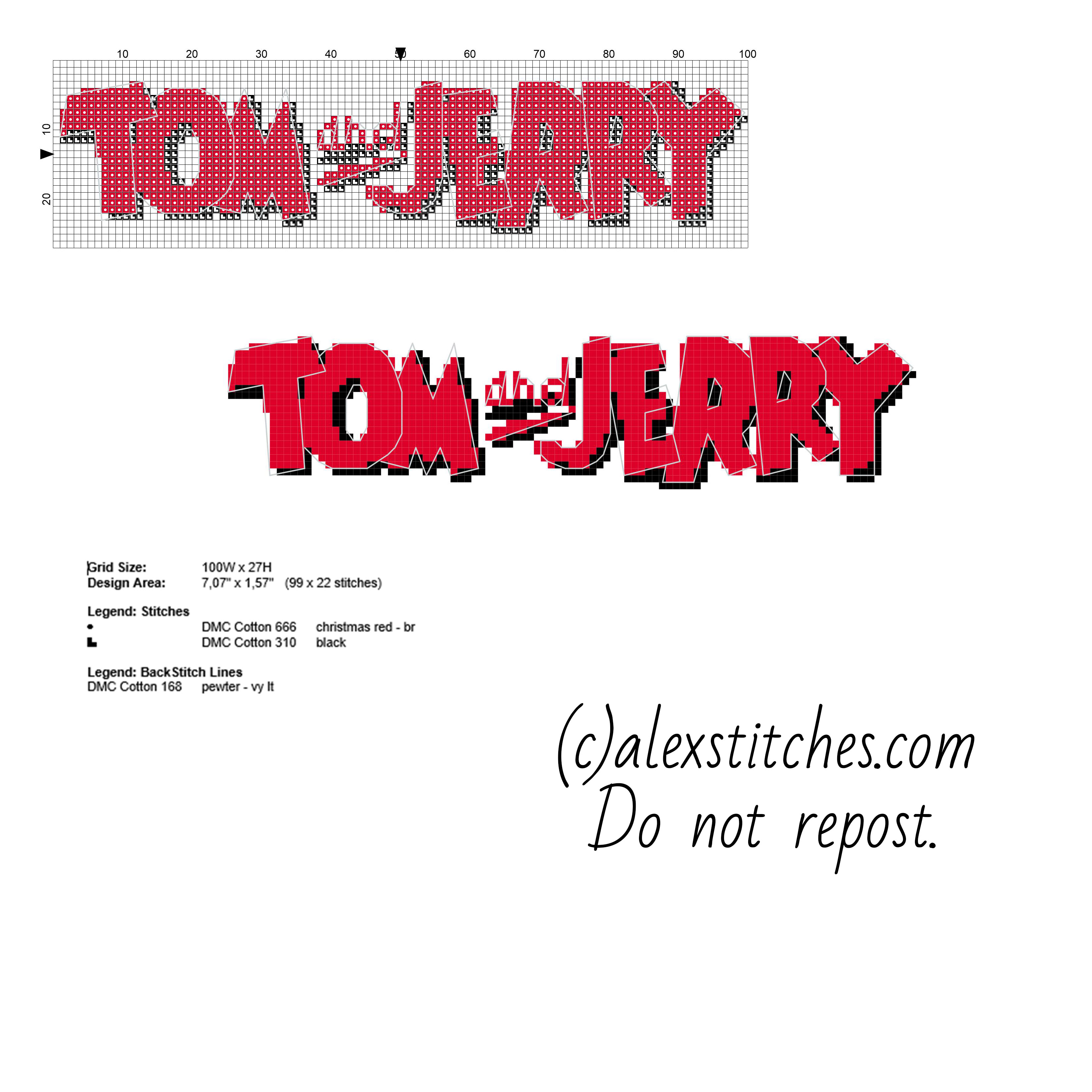 Tom and Jerry cartoon small logo with back stitch free download