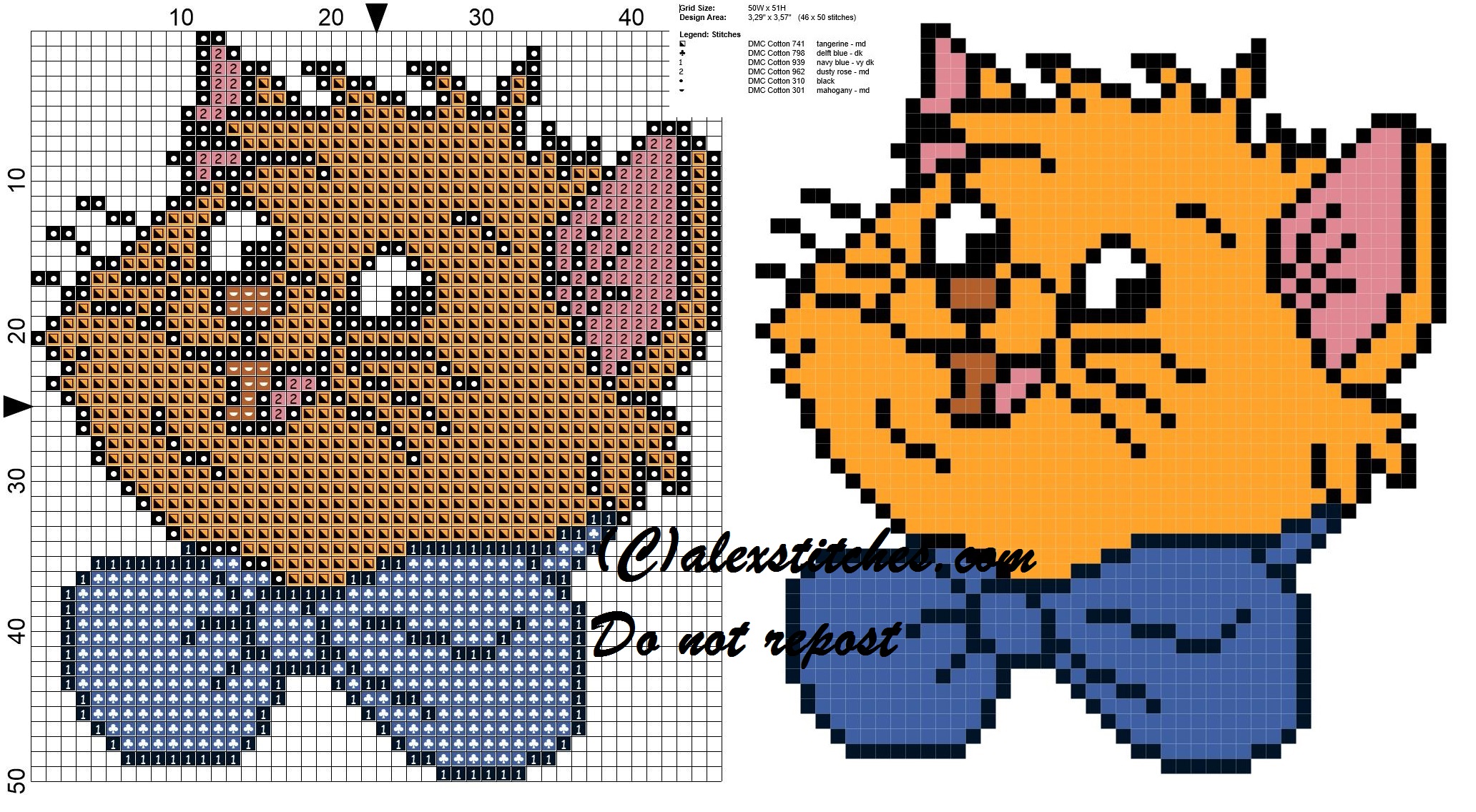 Toulouse The Aristocats cross stitch pattern