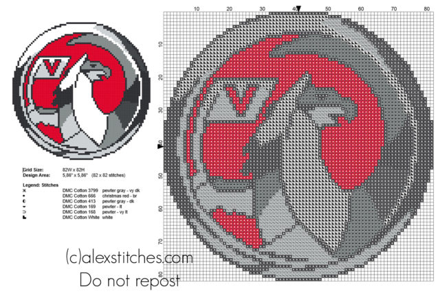 Vauxhall Motors cars logos free small cross stitch pattern