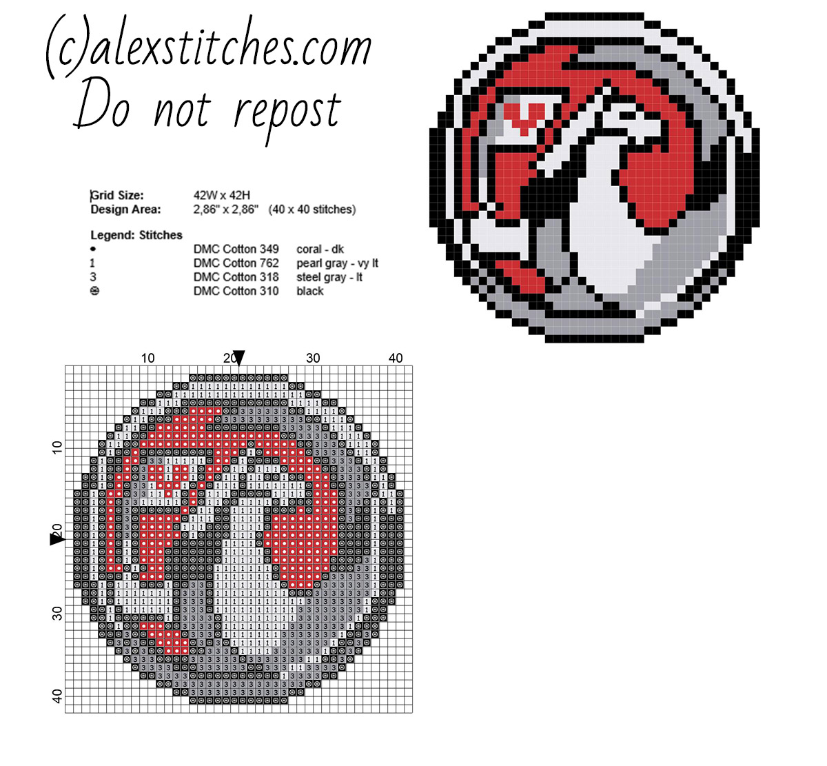 Vauxhall Motors small logo free cross stitch pattern