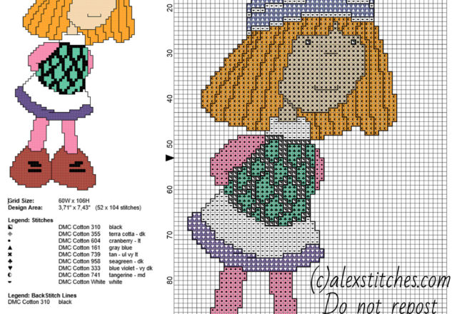 Vicky The Viking cartoon free cross stitch pattern