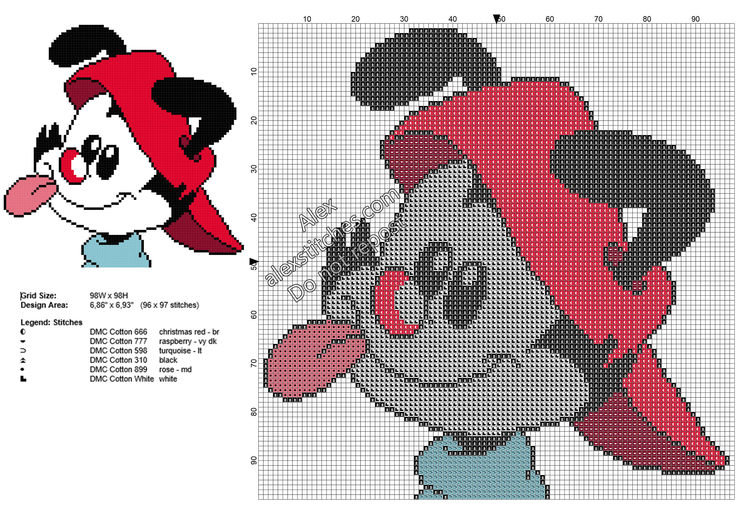 Wakko Animaniacs character free cross stitch pattern