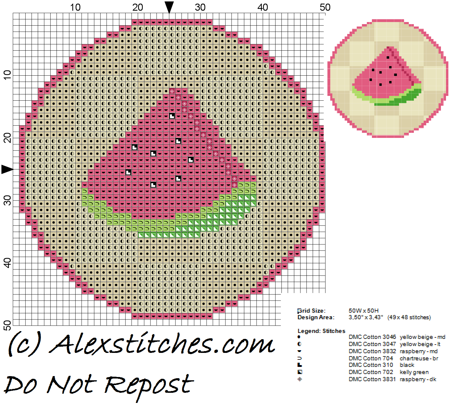 Watermelon Jar Cover free cross stitch pattern