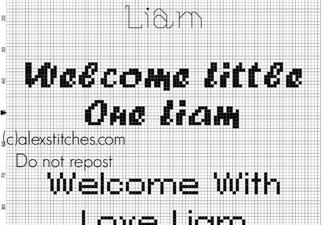 Welcome With Love Liam cross stitch patterns