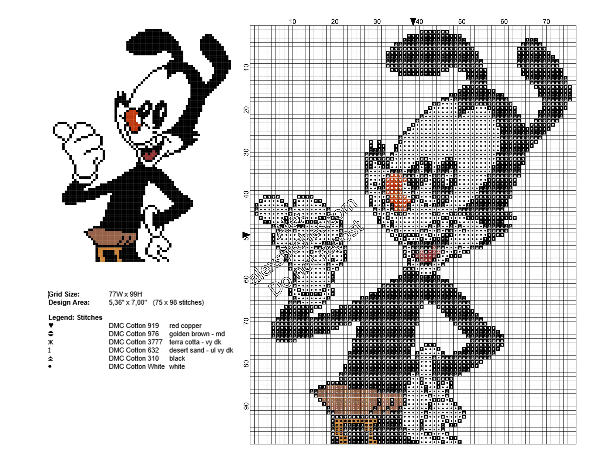 Yakko Animaniacs character free cross stitch pattern