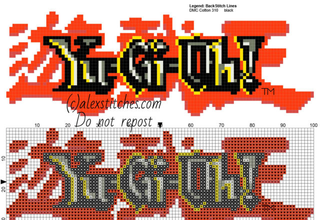 Yu Gi Oh logo free simple cross stitch pattern