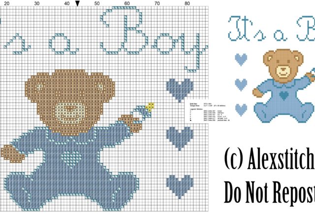 baby bear onesie it' s a boy cross stitch pattern