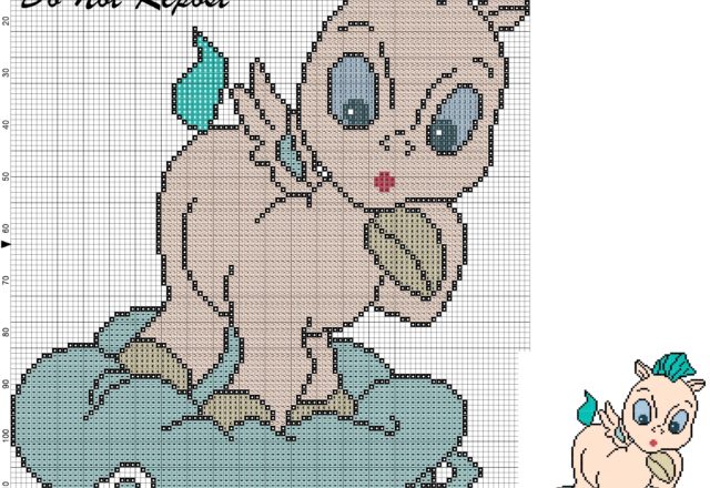baby pegasus for childrens cross stitch pattern