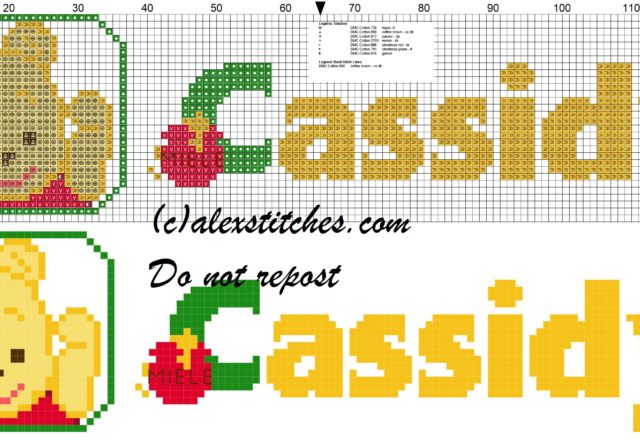 cassidy name with Baby winnie the pooh free cross stitches pattern