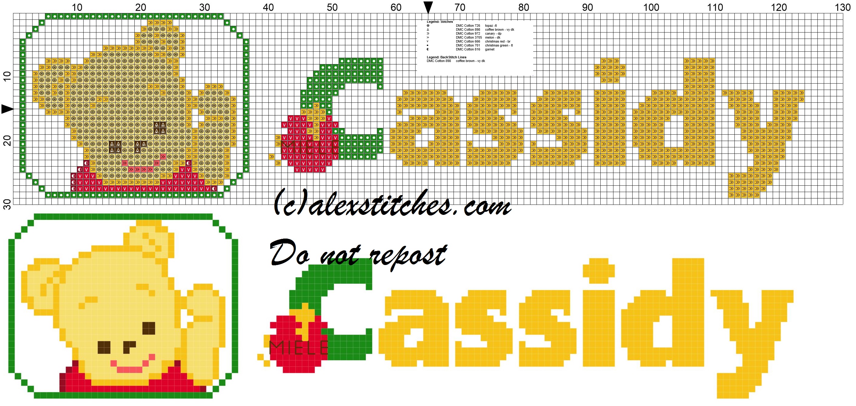 cassidy name with Baby winnie the pooh free cross stitches pattern